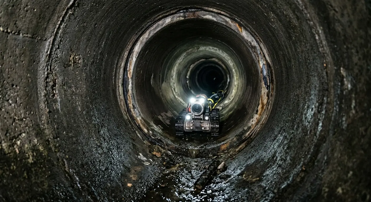 Robotic sewer camera inspecting pipe interior for Sewer Line Cleaning in Fairwood